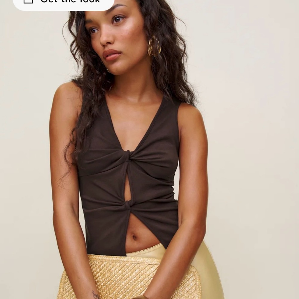 Reformation Brown Twist-Front Top - Picture 3 of 4